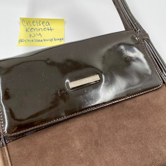 Gucci Brown Patent leather Shoulder Bag Tote Suede 90's Y2K Vintage FLAWED - Picture 7 of 15
